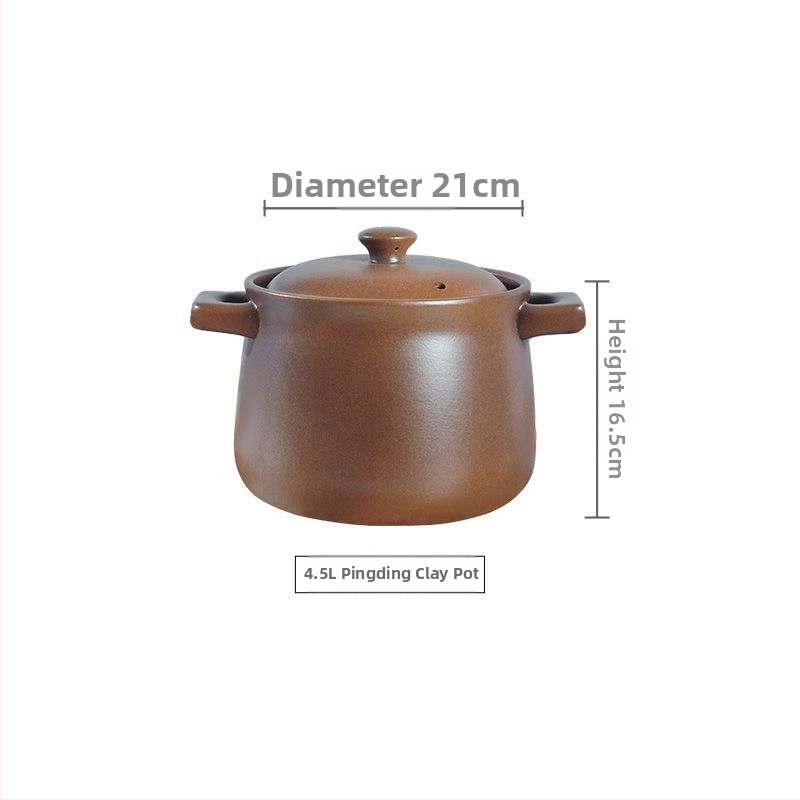 Oală de gătit ceramică neglazurată, pentru aragaz, 3,1–4 L, rezistentă la temperaturi înalte, stil tradițional.