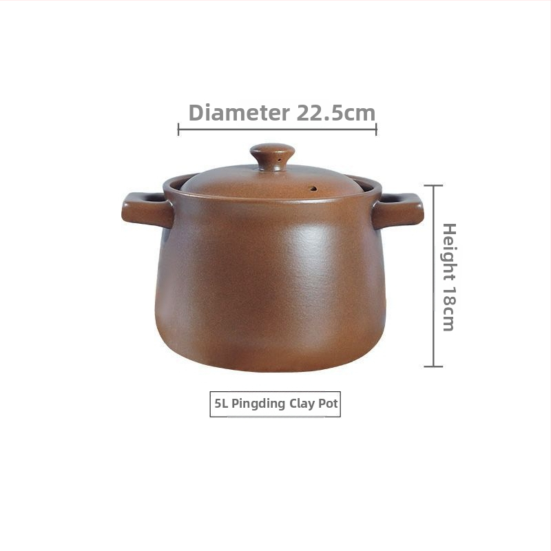 Oală de gătit ceramică neglazurată, pentru aragaz, 3,1–4 L, rezistentă la temperaturi înalte, stil tradițional.