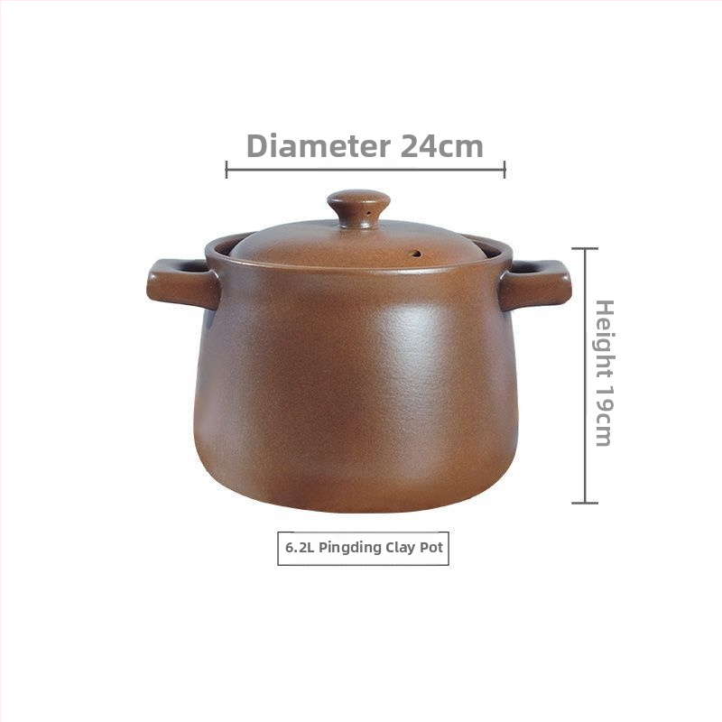 Oală de gătit ceramică neglazurată, pentru aragaz, 3,1–4 L, rezistentă la temperaturi înalte, stil tradițional.
