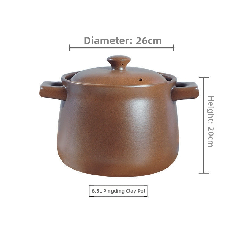 Oală de gătit ceramică neglazurată, pentru aragaz, 3,1–4 L, rezistentă la temperaturi înalte, stil tradițional.
