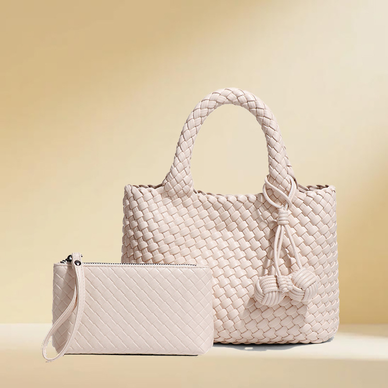 Ženska ručno pletena košarasta torba, lagani luksuz, casual stil, s mogućnošću nošenja u ruci, preko ramena ili crossbody