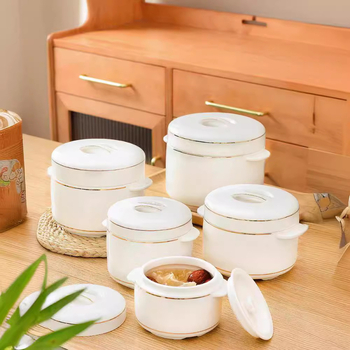 Oală ceramică pentru baie de abur cu capac dublu și recipient interior, pentru aburirea ouălor și cuib de pasăre.