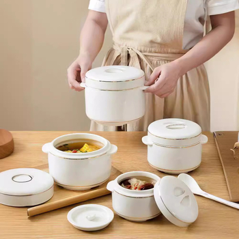 Oală ceramică pentru baie de abur cu capac dublu și recipient interior, pentru aburirea ouălor și cuib de pasăre.