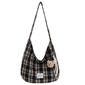 Ženska karirana crossbody torbica velike kapacitete, model 2025 jesen-zima, za školu i svakodnevnu upotrebu