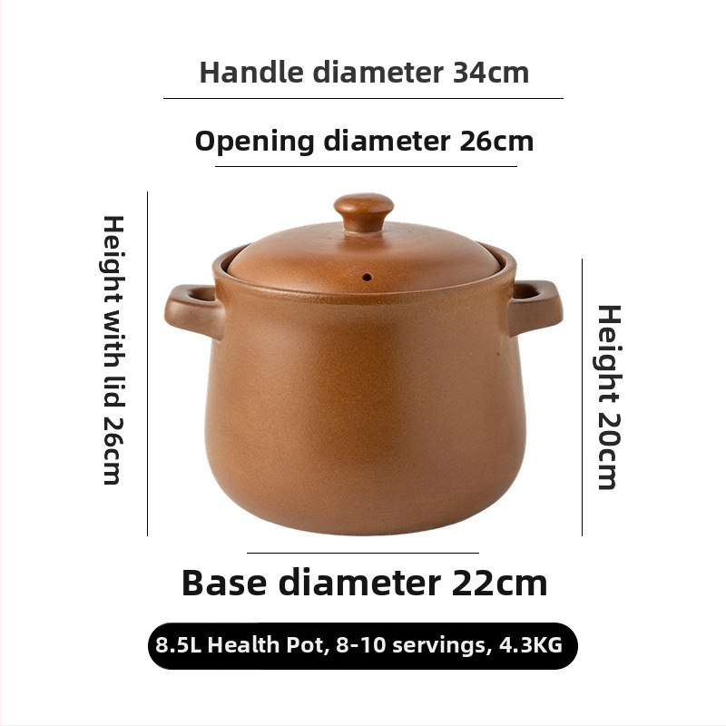 Yishou oală ceramică neglazată, cu capac ceramic – potrivită pentru plita pe Gaz, capacitate mare pentru tocană, supă și terci
