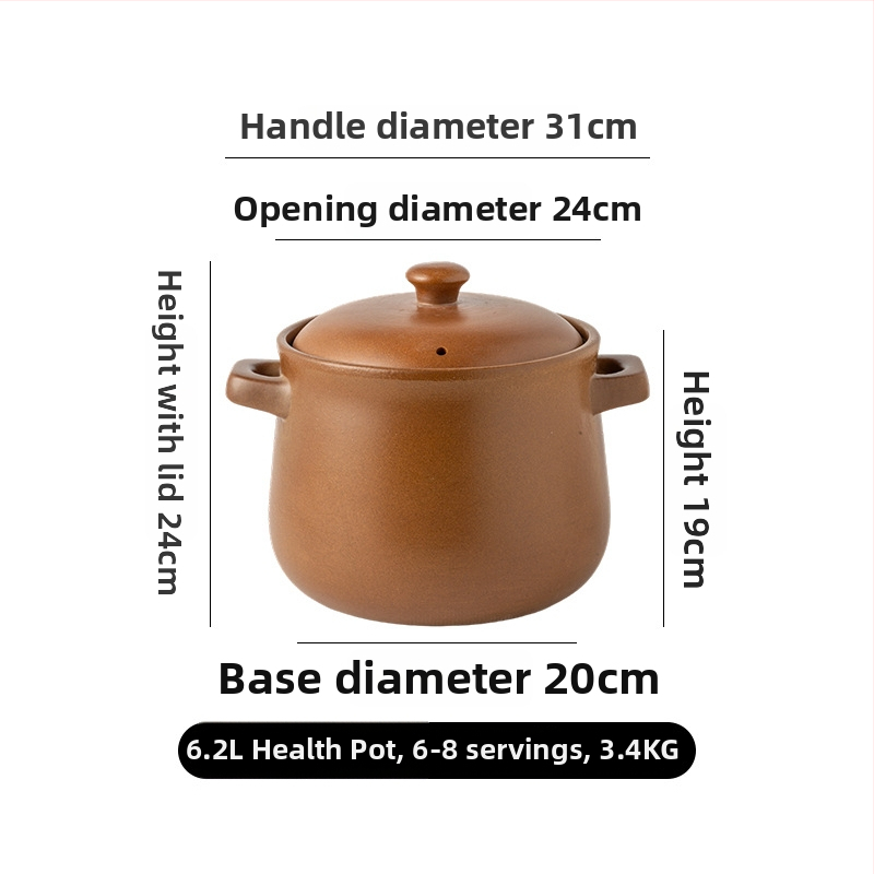 Yishou oală ceramică neglazată, cu capac ceramic – potrivită pentru plita pe Gaz, capacitate mare pentru tocană, supă și terci