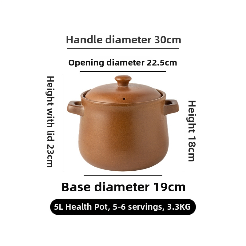 Yishou oală ceramică neglazată, cu capac ceramic – potrivită pentru plita pe Gaz, capacitate mare pentru tocană, supă și terci