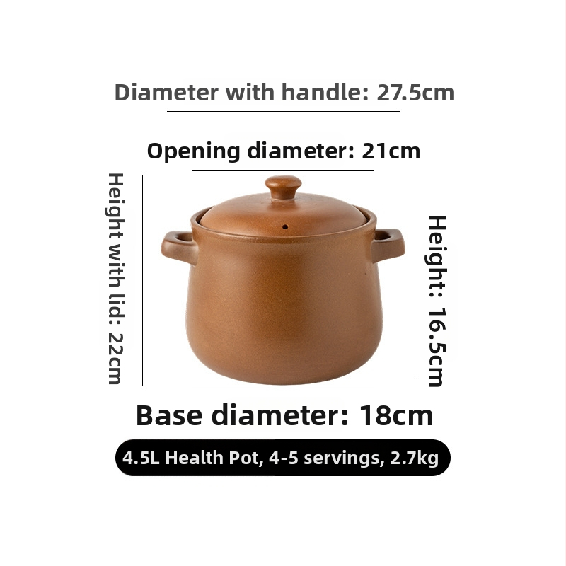 Yishou oală ceramică neglazată, cu capac ceramic – potrivită pentru plita pe Gaz, capacitate mare pentru tocană, supă și terci