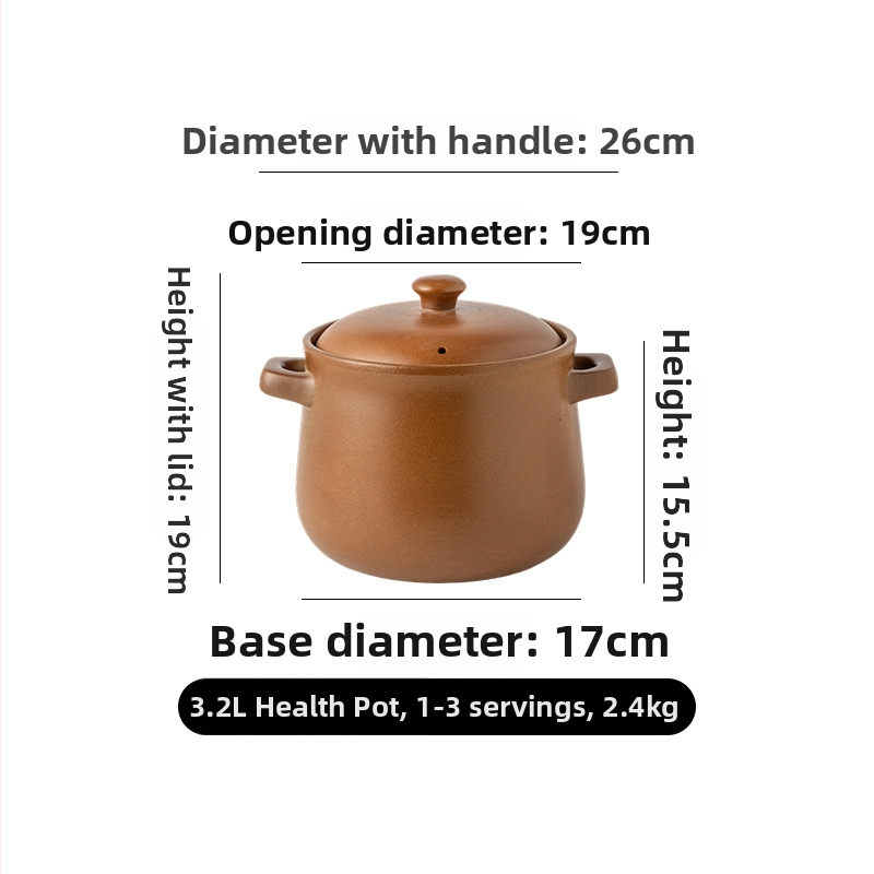 Yishou oală ceramică neglazată, cu capac ceramic – potrivită pentru plita pe Gaz, capacitate mare pentru tocană, supă și terci