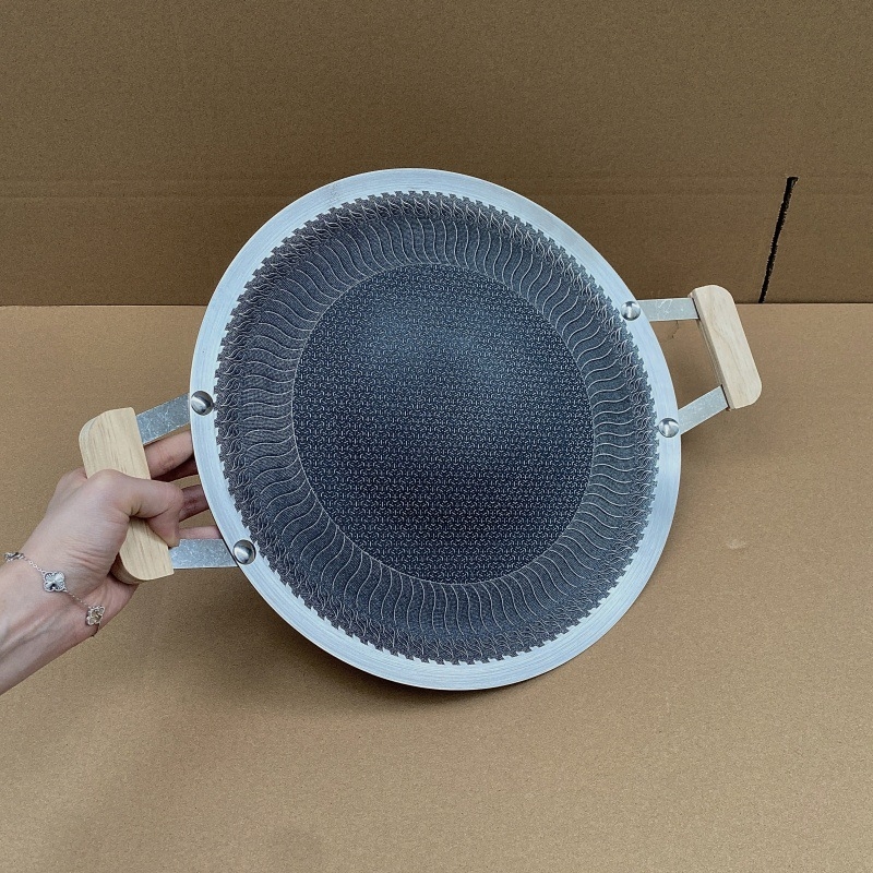 Placă de grătar din oțel inoxidabil cu celule hexagonale, grill coreean, antiaderent, teppanyaki, portabilă pentru casă și camping