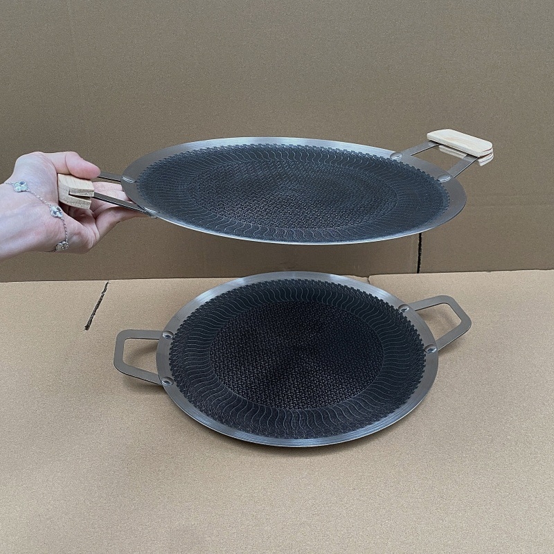 Placă de grătar din oțel inoxidabil cu celule hexagonale, grill coreean, antiaderent, teppanyaki, portabilă pentru casă și camping