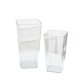 Recipient din acrilic pentru flori, rotund, din plastic transparent, pentru flori proaspete și buchete mari pătrate