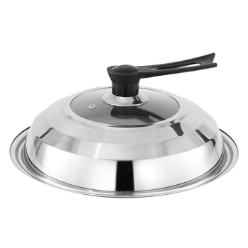 Capac din oțel inoxidabil, 30–42 cm, universal pentru wok și tigaie