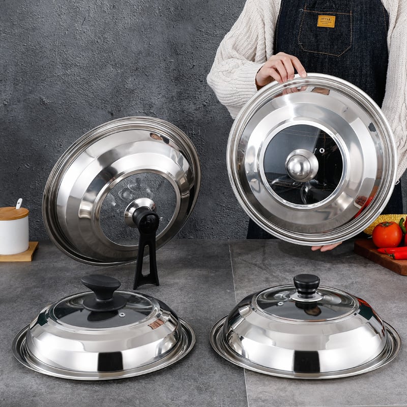 Capac din oțel inoxidabil, 30–42 cm, universal pentru wok și tigaie