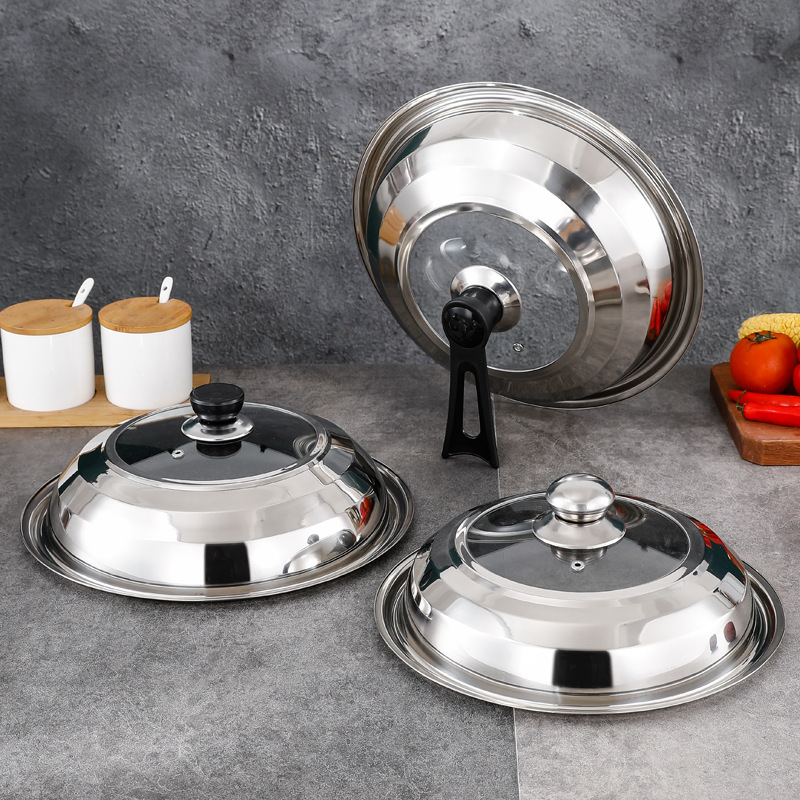 Capac din oțel inoxidabil, 30–42 cm, universal pentru wok și tigaie