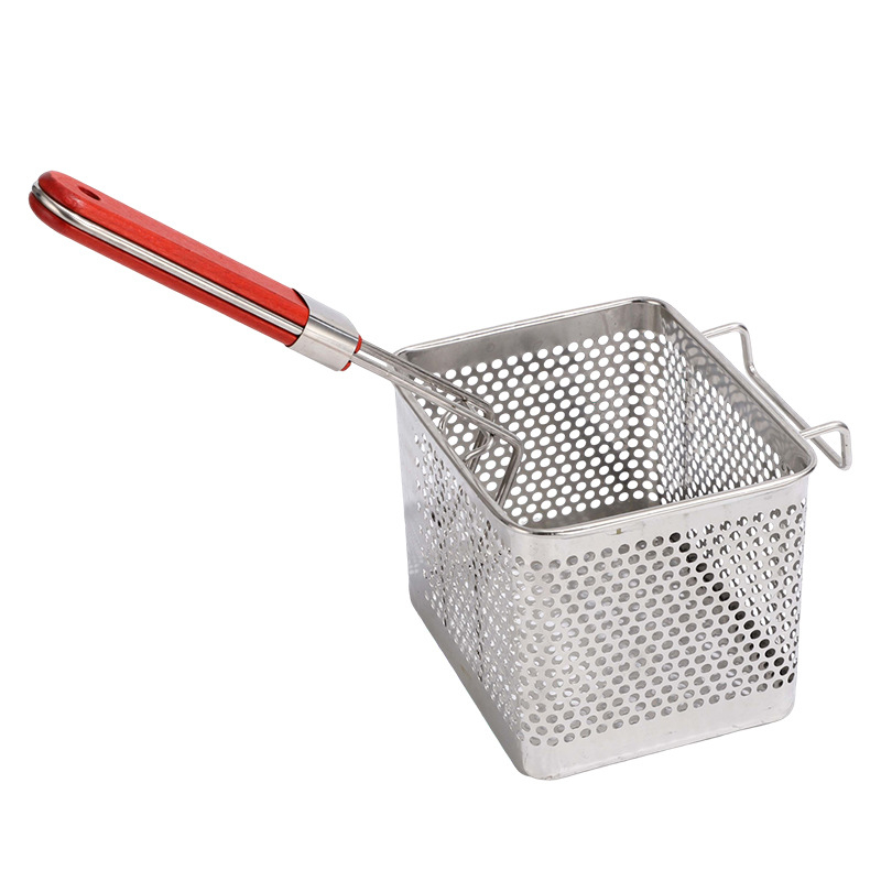 Friteuză comercială din oțel inoxidabil, cu coș rotund din plasă și filtru de ulei