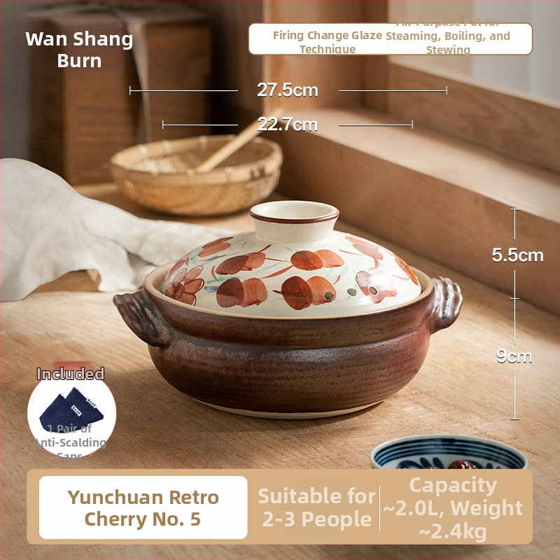 Oală din lut ceramic natural gros pentru supe, tocănițe de carne și legume și terci — vas versatil, rezistent la temperaturi înalte