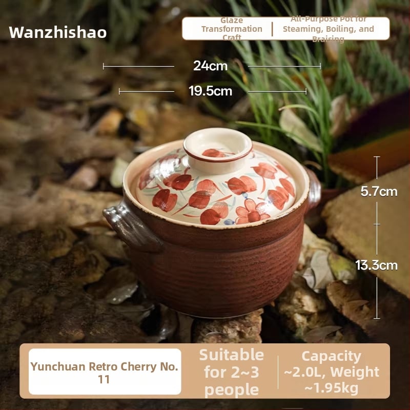 Oală din lut ceramic natural gros pentru supe, tocănițe de carne și legume și terci — vas versatil, rezistent la temperaturi înalte