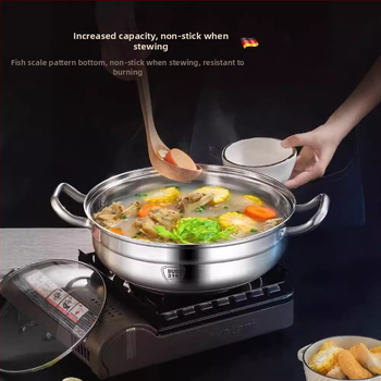 Oală din oțel inoxidabil 304, fund de cinci straturi, pentru supă și hot pot, capacitate mare, potrivită pentru plite cu inducție