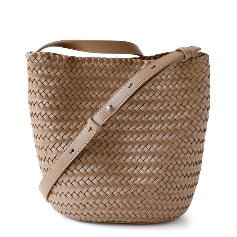 Ženska ručno tkana torba tip bucket, nišnog visokokvalitetnog casual stila, francuski retro dizajn, za svakodnevnu upotrebu, remen za rame ili crossbody