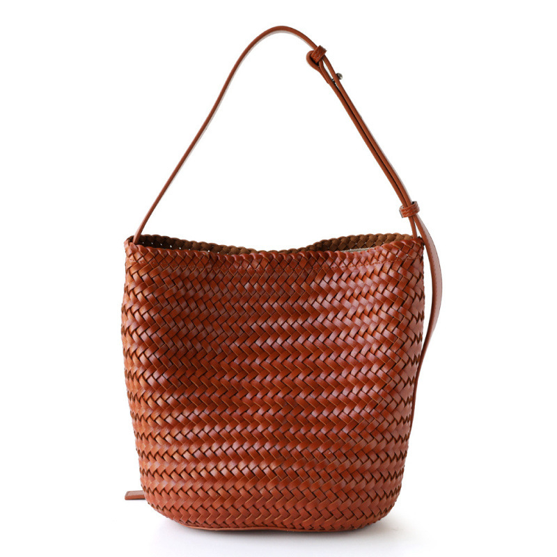 Ženska ručno tkana torba tip bucket, nišnog visokokvalitetnog casual stila, francuski retro dizajn, za svakodnevnu upotrebu, remen za rame ili crossbody