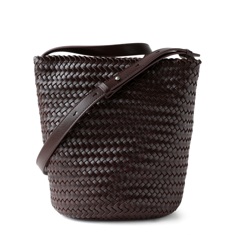 Ženska ručno tkana torba tip bucket, nišnog visokokvalitetnog casual stila, francuski retro dizajn, za svakodnevnu upotrebu, remen za rame ili crossbody