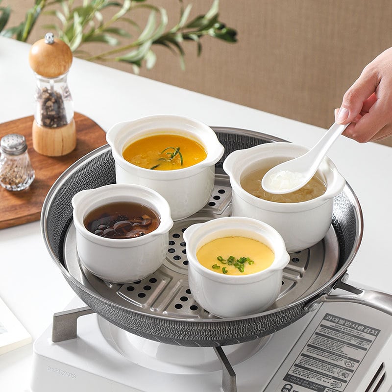 Oală ceramică cu două mânere pentru gătit în bain-marie Bird's Nest, utilizare casnică, boluri pentru ouă la abur și supă cu mânere