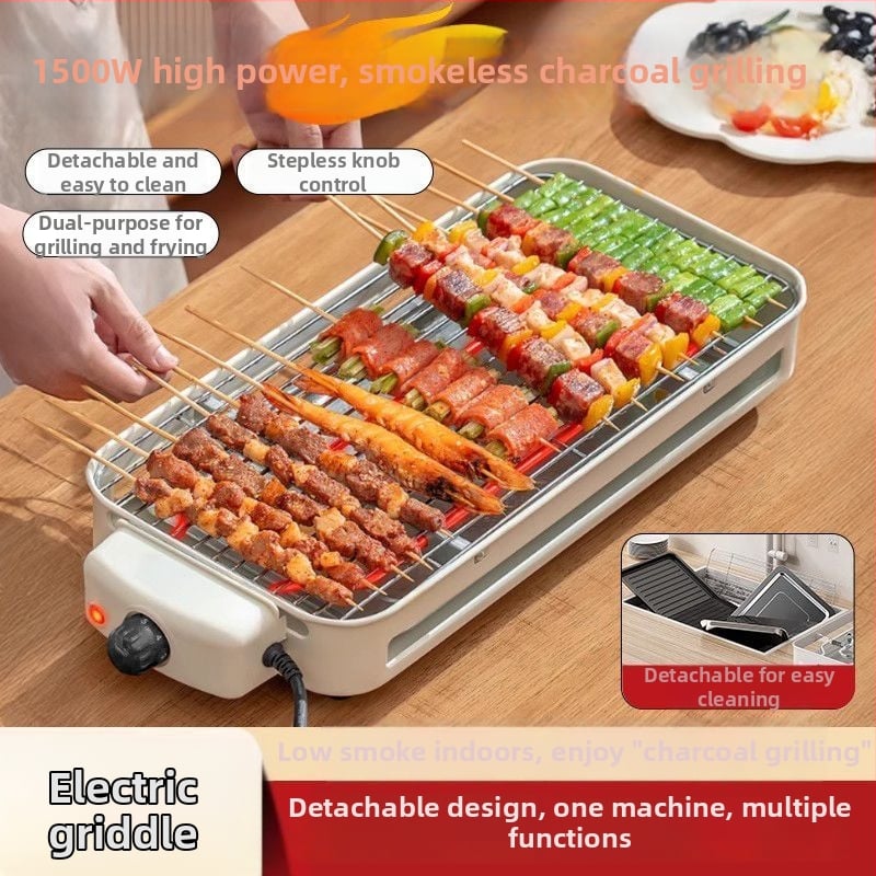 Tigaie-grill electric antiaderent, oală electrică multifuncțională pentru grătar, uz casnic