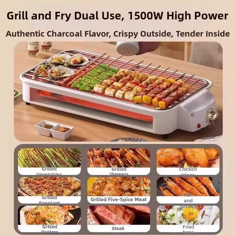 Tigaie-grill electric antiaderent, oală electrică multifuncțională pentru grătar, uz casnic