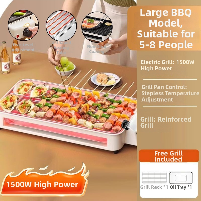 Tigaie-grill electric antiaderent, oală electrică multifuncțională pentru grătar, uz casnic