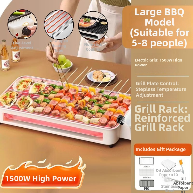 Tigaie-grill electric antiaderent, oală electrică multifuncțională pentru grătar, uz casnic