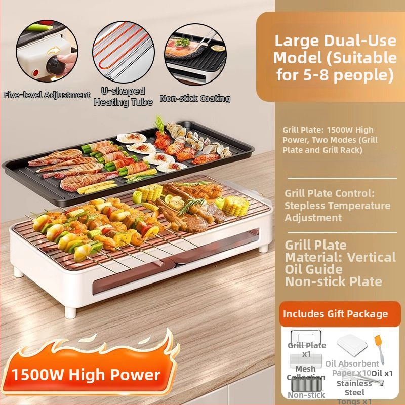 Tigaie-grill electric antiaderent, oală electrică multifuncțională pentru grătar, uz casnic