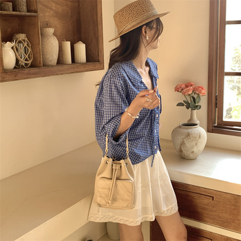 Ženska teksturirana mini bucket torbica od PU kože, kvilting uzorak, 2026 nova moda za svakodnevno nošenje, torba za ručno nošenje i crossbody