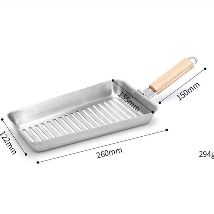 Tigaie/grill pătrat din oțel inoxidabil, perforat, îngroșat - set de patru piese pentru grătarul de legume, în aer liber