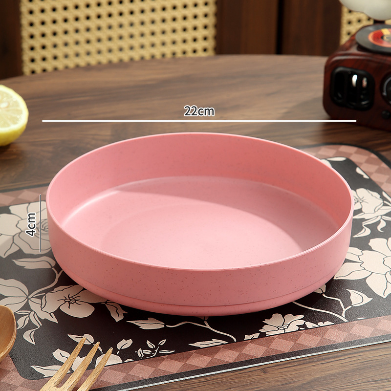 Nagy kapacitású kerek műanyag tányér háztartási használatra; gyümölcs- és salátatál; ütésálló; grill/BBQ tányér