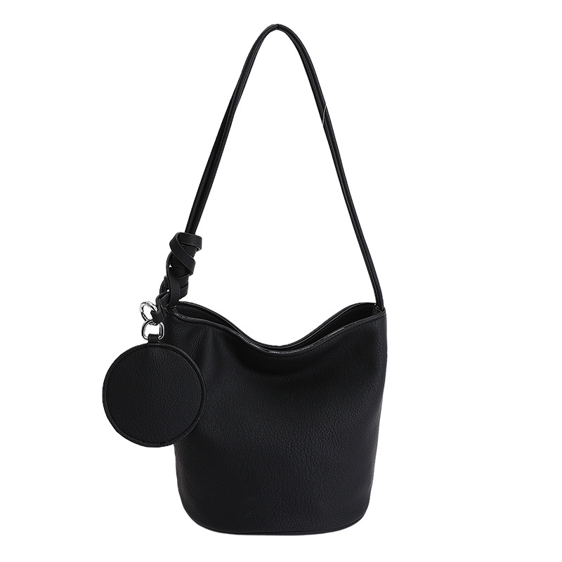 Ženska retro bucket torba za rame, model 2026, velik kapacitet, teksturiran dizajn