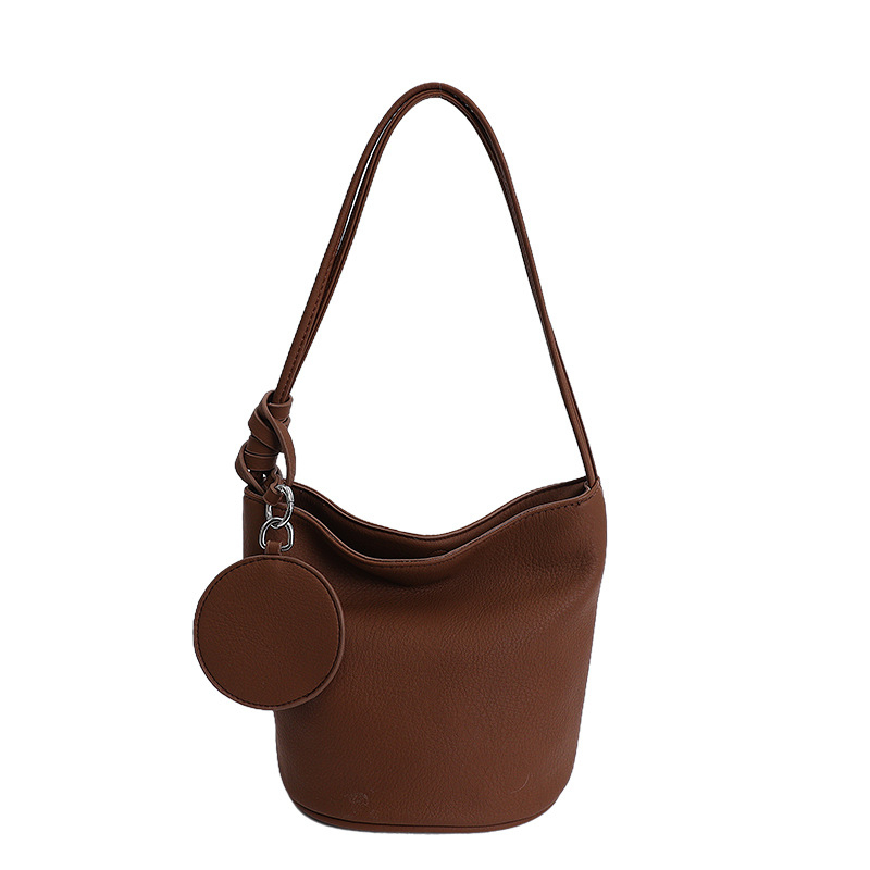 Ženska retro bucket torba za rame, model 2026, velik kapacitet, teksturiran dizajn