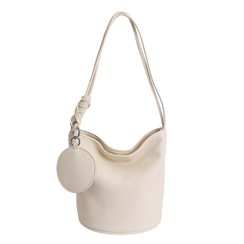 Ženska retro bucket torba za rame, model 2026, velik kapacitet, teksturiran dizajn