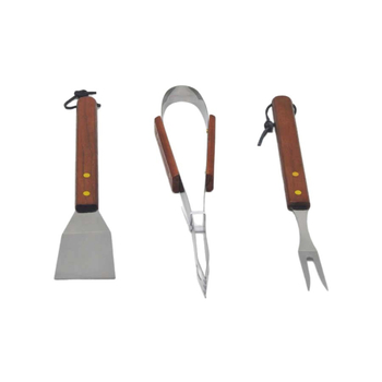 Set de trei piese pentru grătar din oțel inoxidabil, cu furculiță și spatulă