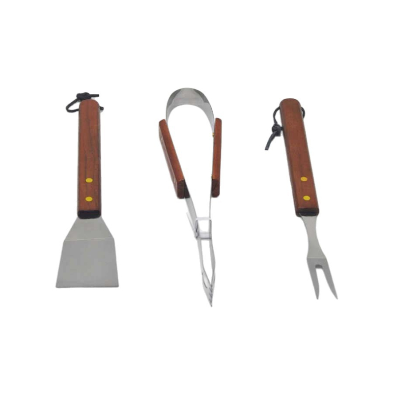 Set de trei piese pentru grătar din oțel inoxidabil, cu furculiță și spatulă
