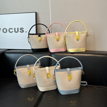 Minimalistička patchwork bucket torba za žene - korejski stil, casual, lagana, crossbody