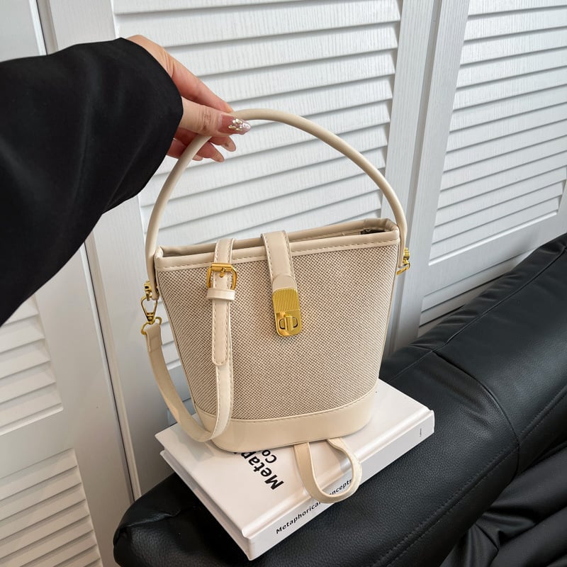 Minimalistička patchwork bucket torba za žene - korejski stil, casual, lagana, crossbody