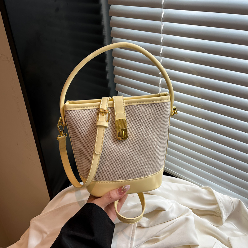 Minimalistička patchwork bucket torba za žene - korejski stil, casual, lagana, crossbody