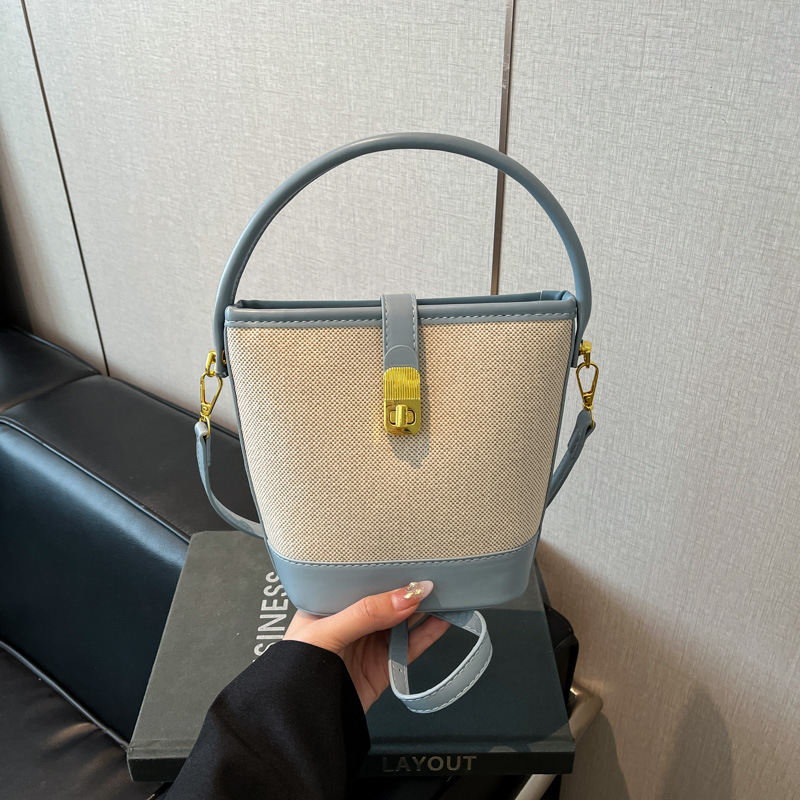 Minimalistička patchwork bucket torba za žene - korejski stil, casual, lagana, crossbody
