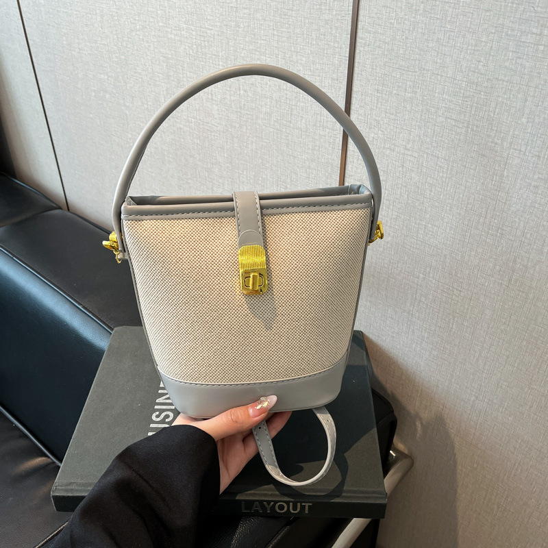 Minimalistička patchwork bucket torba za žene - korejski stil, casual, lagana, crossbody