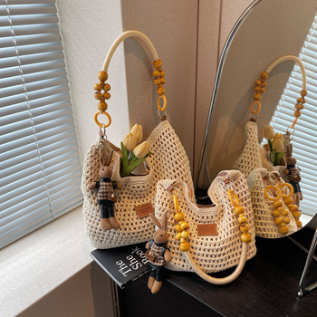 Prenosna pletena ženska tote torba, DIY ručno izrađena, velikog kapaciteta