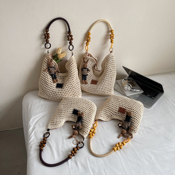 Prenosna pletena ženska tote torba, DIY ručno izrađena, velikog kapaciteta