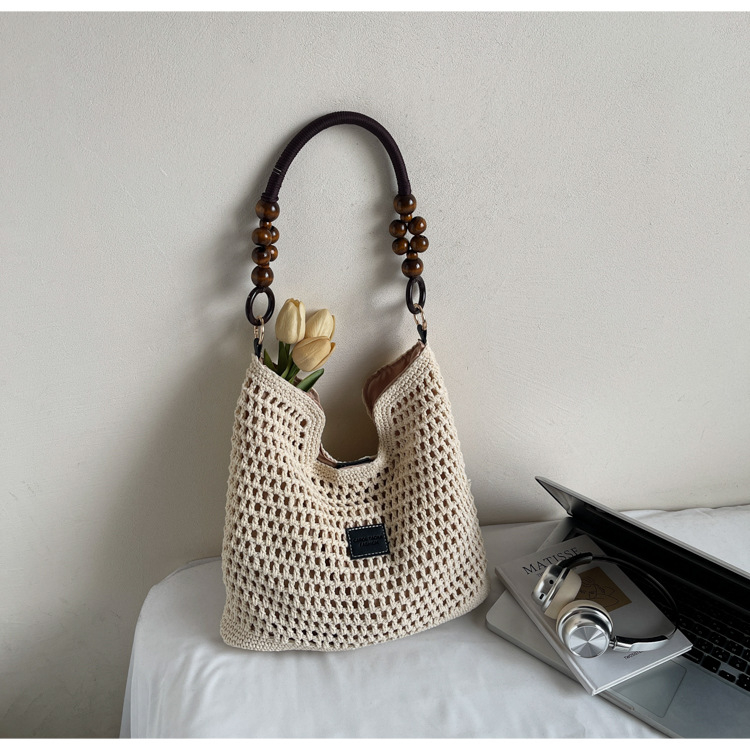 Prenosna pletena ženska tote torba, DIY ručno izrađena, velikog kapaciteta