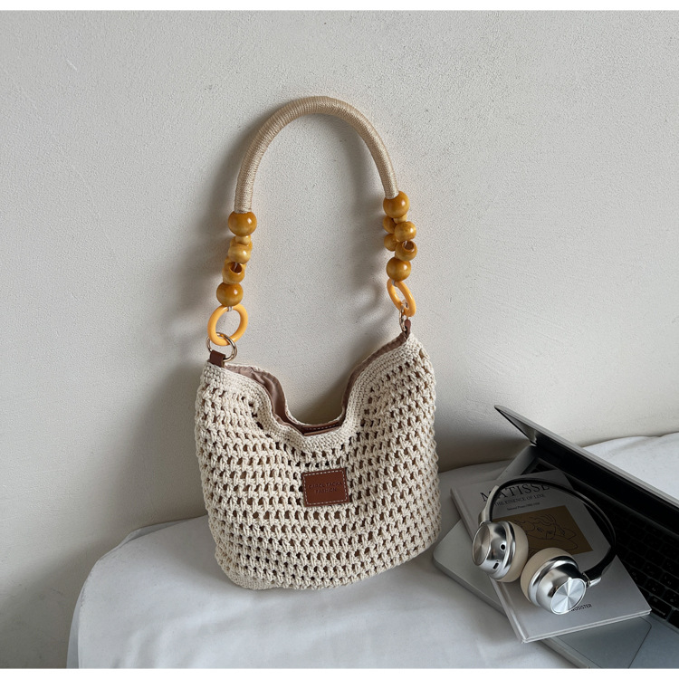 Prenosna pletena ženska tote torba, DIY ručno izrađena, velikog kapaciteta