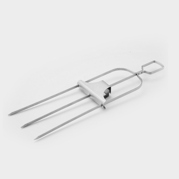Furculiță de grătar din oțel inoxidabil îngroșat cu trei dinți pentru frigăruile de miel, instrument de camping